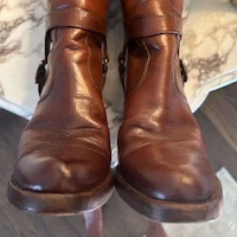 VINTAGE RARE MIU MIU Harness Italian Leather Heeled Luxury Boots - Size 8/8.5 N - Picture 13 of 16